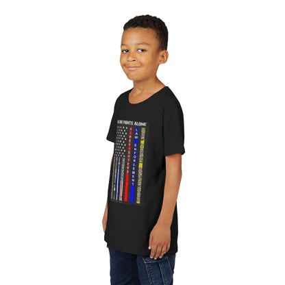 No One Fights Alone Youth Unisex Short Sleeve Crewneck Tee