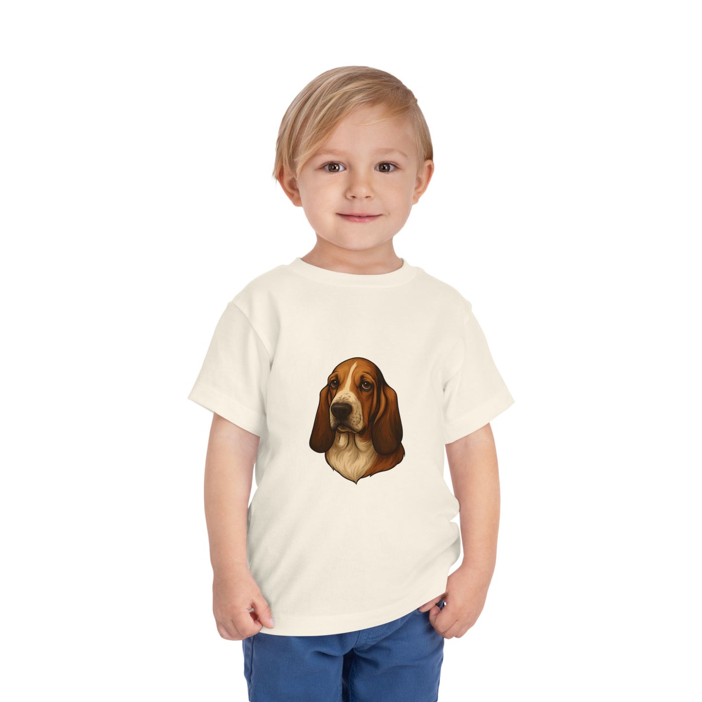 Basset Hound Head Toddler Unisex Short Sleeve Crewneck Tee