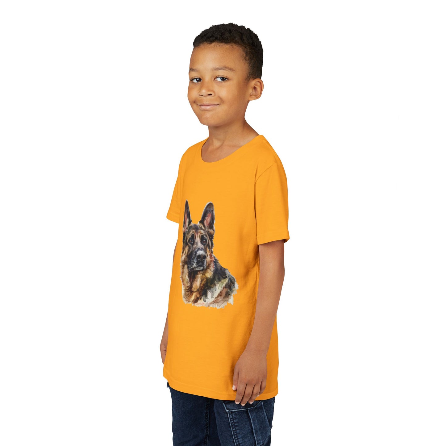 German Shepherd Head Youth Unisex Short Sleeve Crewneck Tee