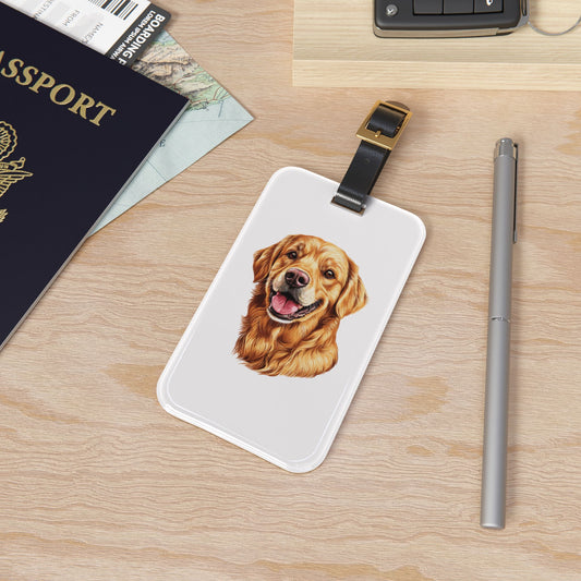 Golden Head Leather Strap Luggage Tag