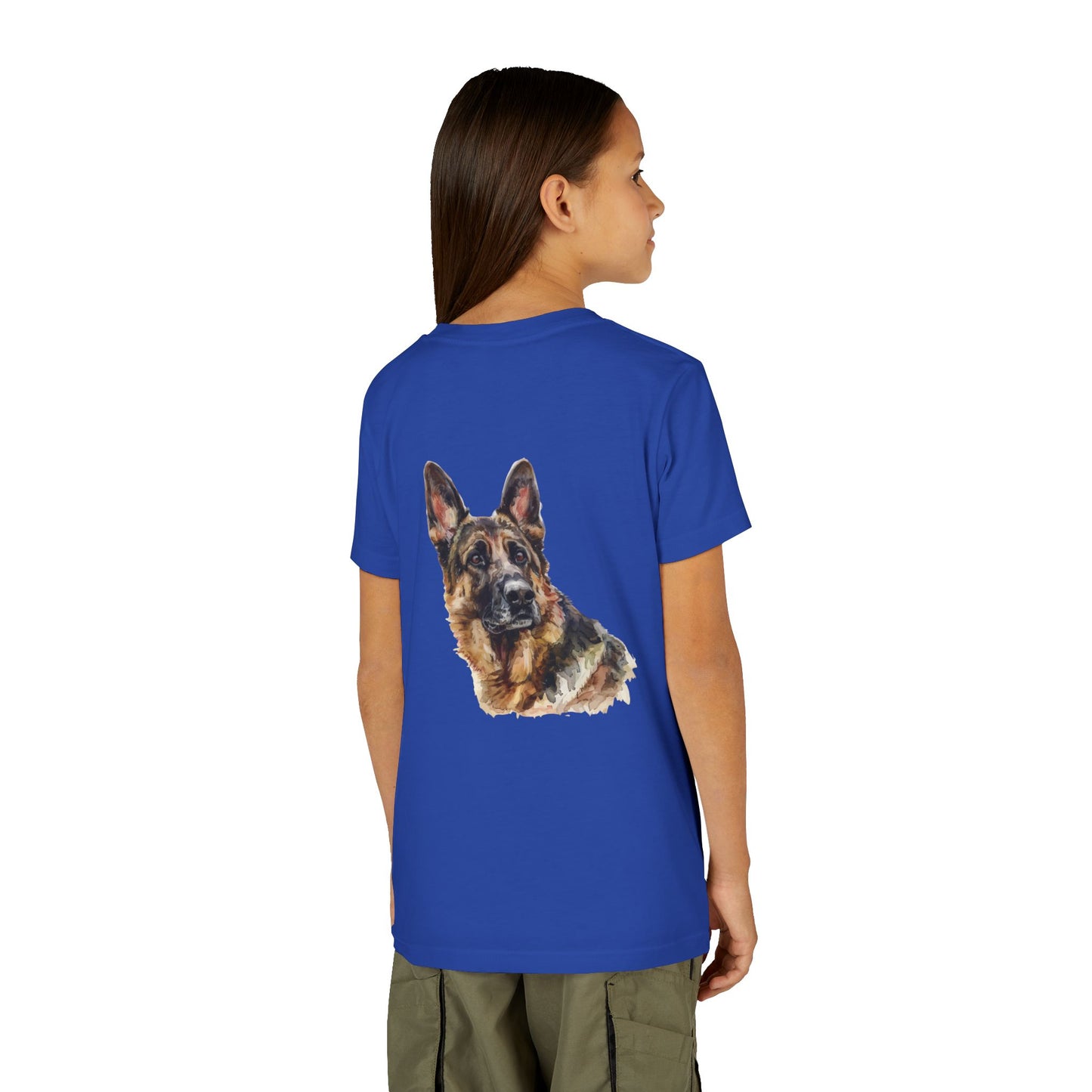 German Shepherd Head Youth Unisex Short Sleeve Crewneck Tee
