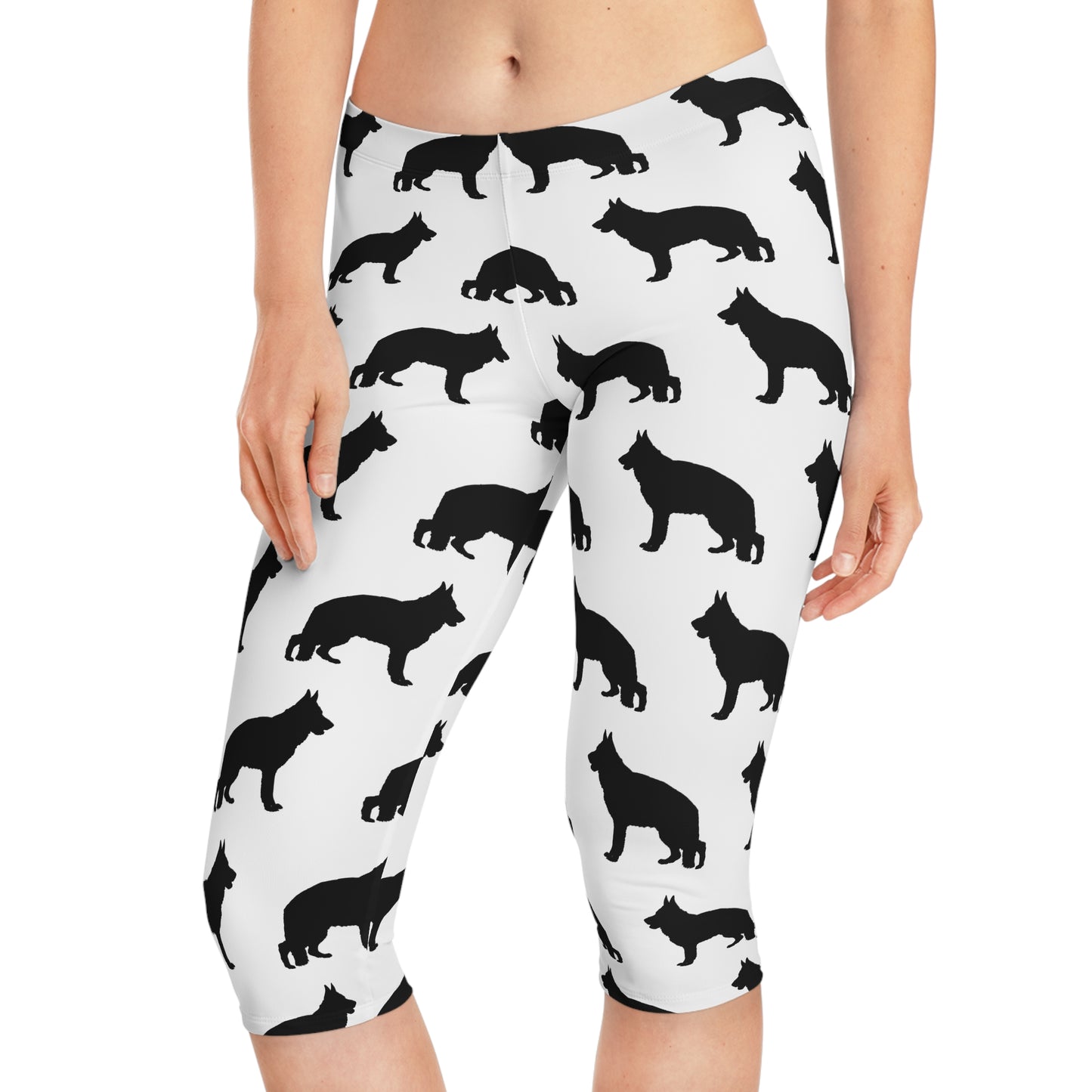 German Shepherd Silhouette Women's Capri Leggings