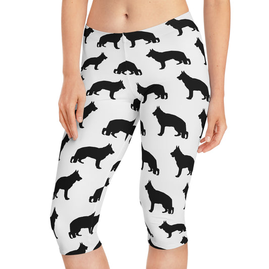 German Shepherd Silhouette Women's Capri Leggings