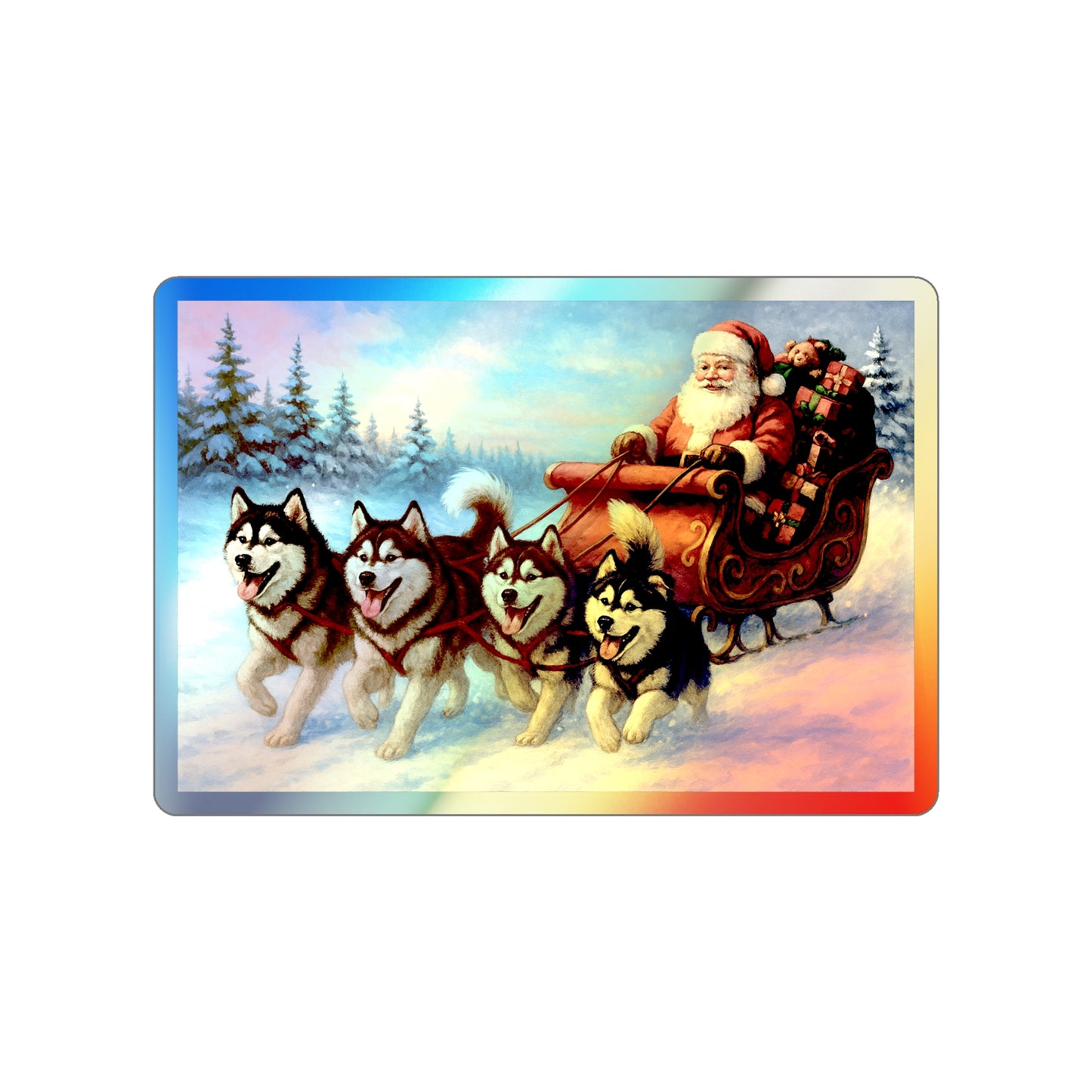 Dashing Through The Snow Holographic Sticker