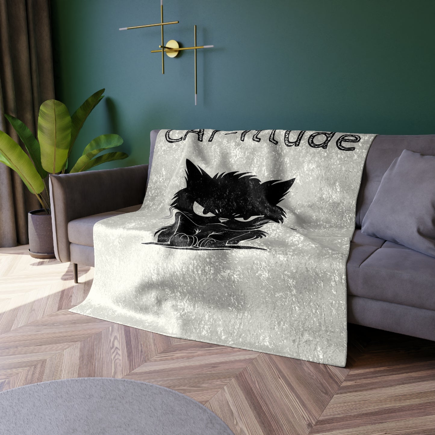CAT-ittude Crushed Velvet Blanket