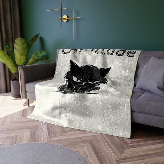 CAT-ittude Crushed Velvet Blanket