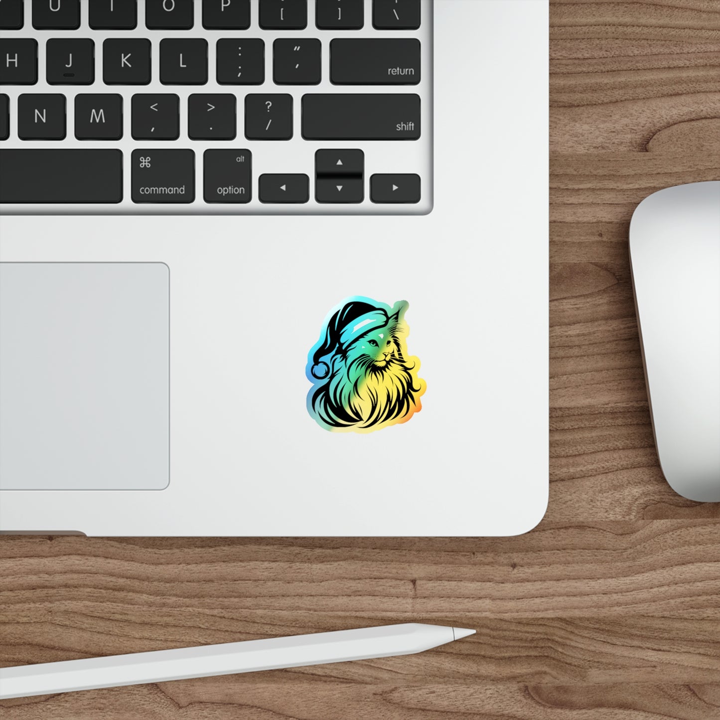 Santa Paws Cat Holographic Sticker