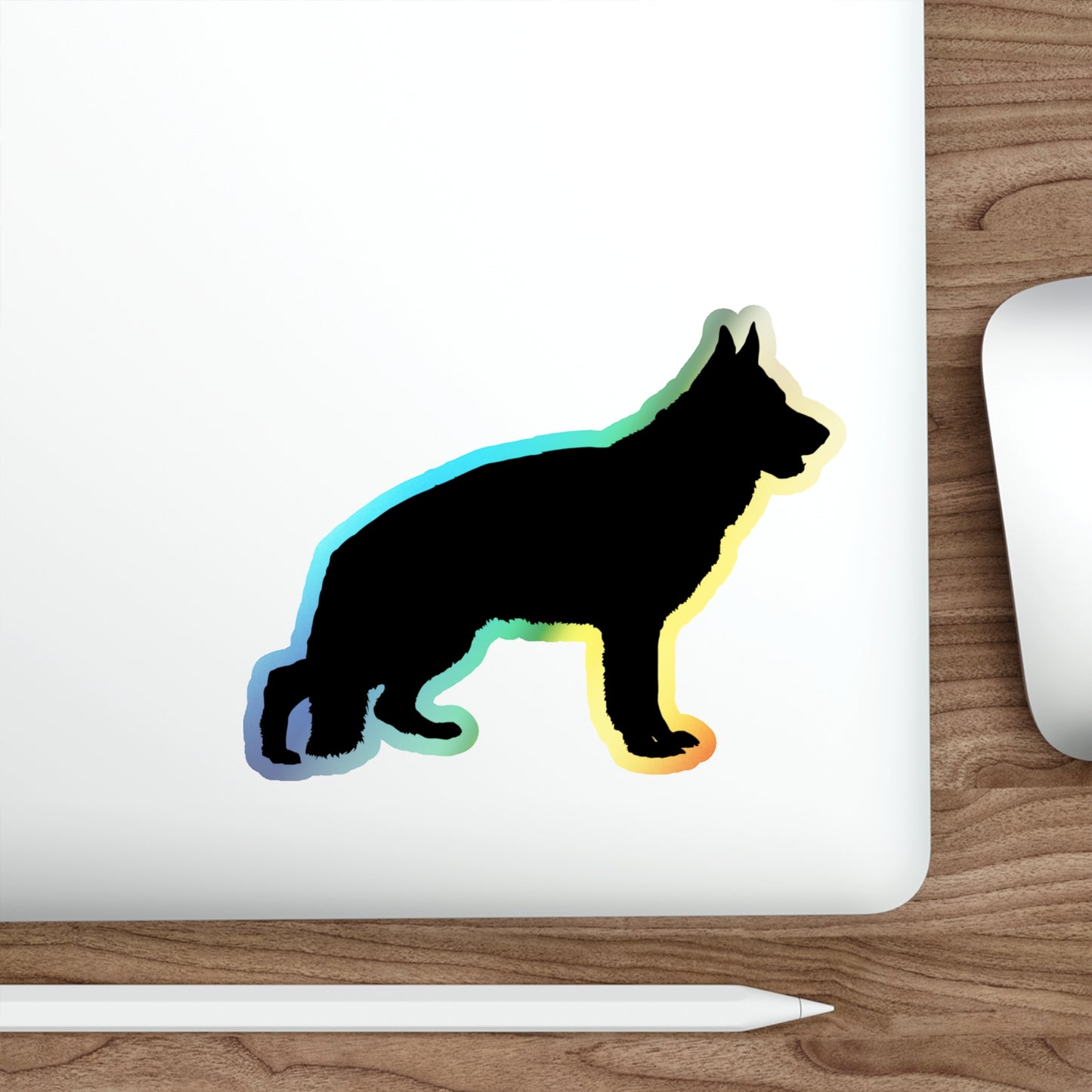 German Shepherd Silhouette Holographic Sticker