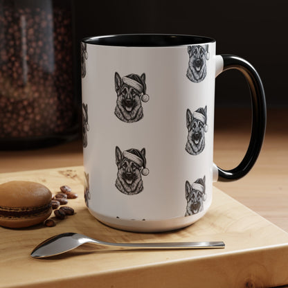 Santa Paws German Shepherd 2-Tone Coffee Mug