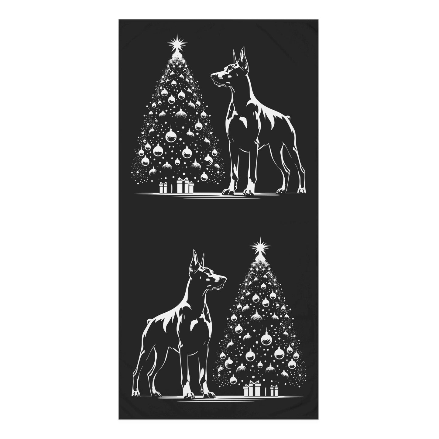 Doberman Christmas Tree Mink-Cotton  Beach Towel