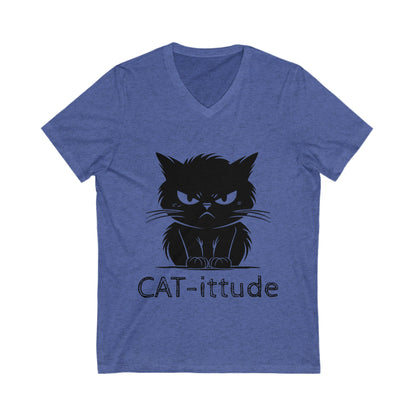 CAT-ittude Unisex Short Sleeve V-Neck Tee