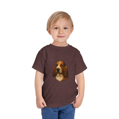 Basset Hound Head Toddler Unisex Short Sleeve Crewneck Tee