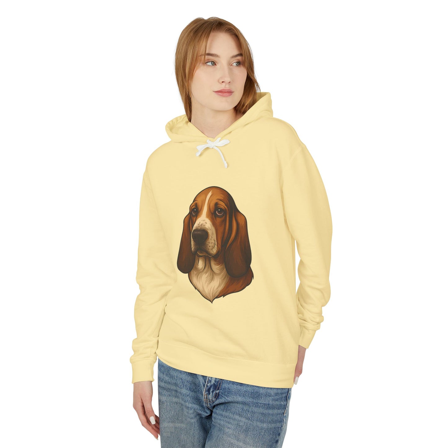 Basset Hound Head Unisex Lightweight Hoodie
