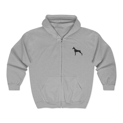 Doberman Silhouette Unisex Full Zip Hoodie