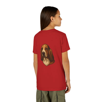 Basset Hound Head Youth Unisex Short Sleeve Crewneck Tee