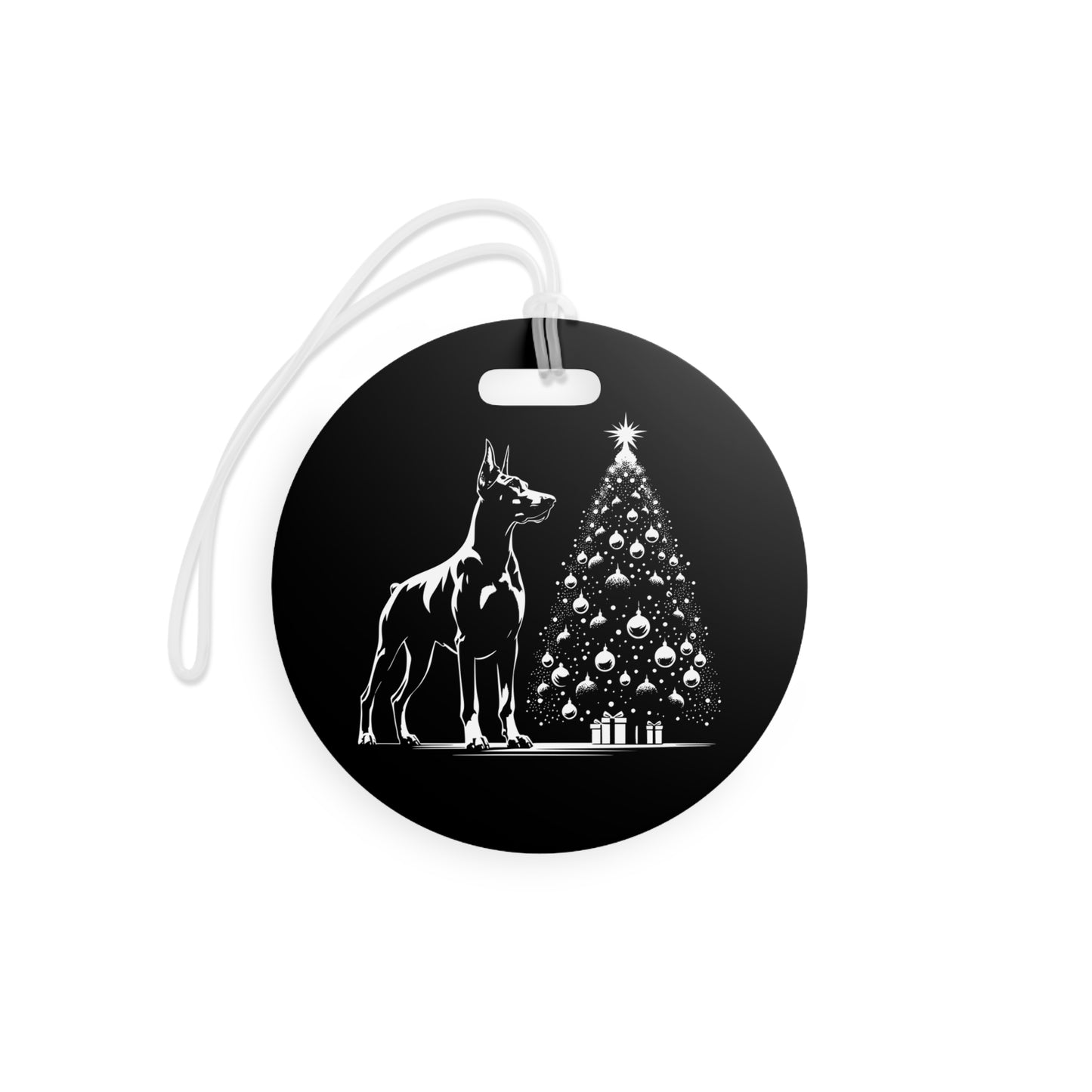 Doberman Christmas Tree Luggage Tag