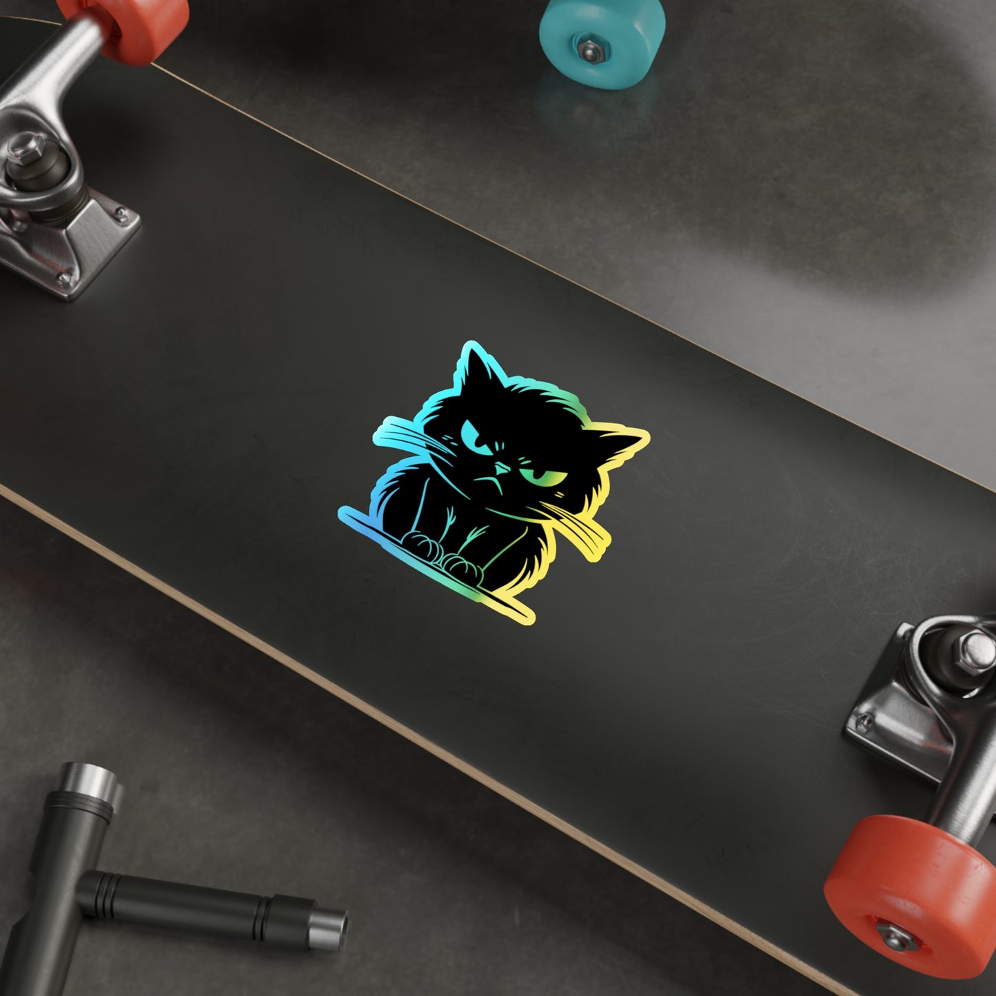 Angry Cat Holographic Sticker