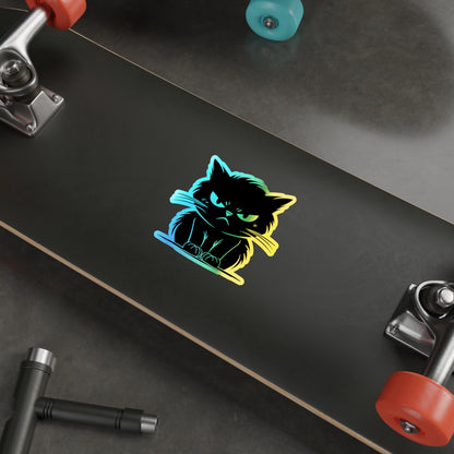 Angry Cat Holographic Sticker