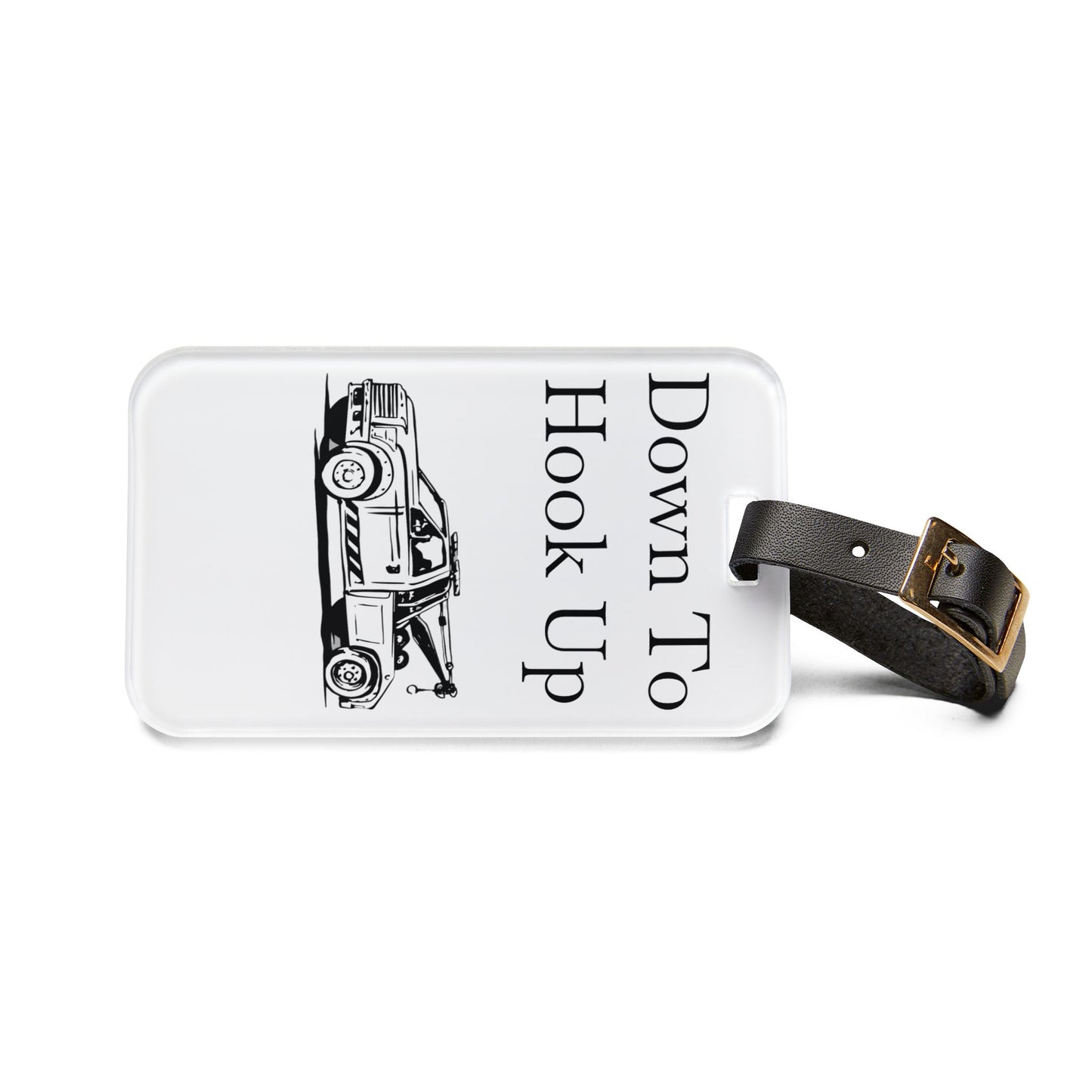 Down To Hook Up Leather Strap Luggage Tag
