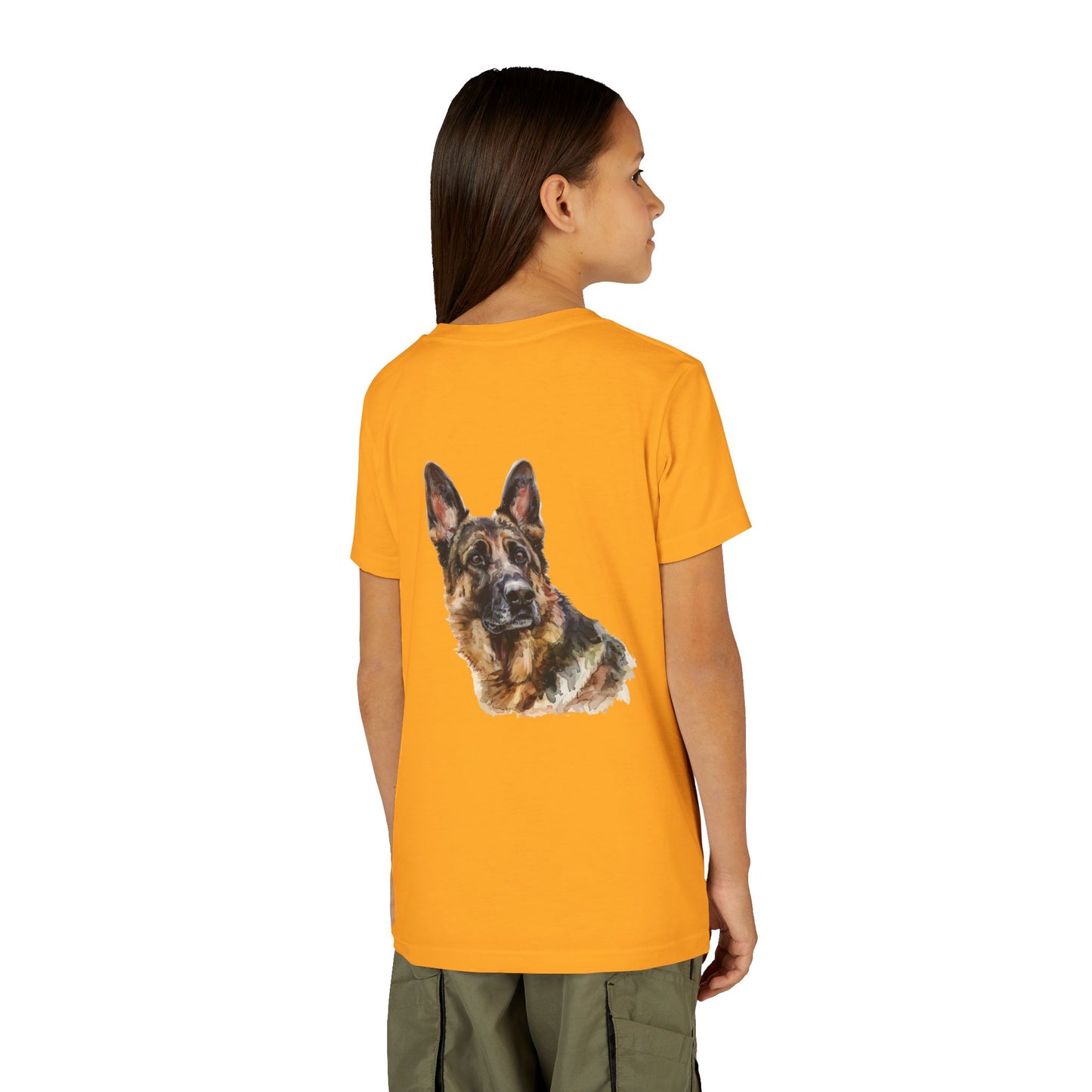 German Shepherd Head Youth Unisex Short Sleeve Crewneck Tee