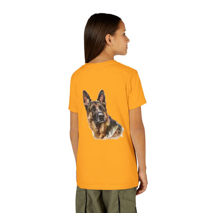 German Shepherd Head Youth Unisex Short Sleeve Crewneck Tee