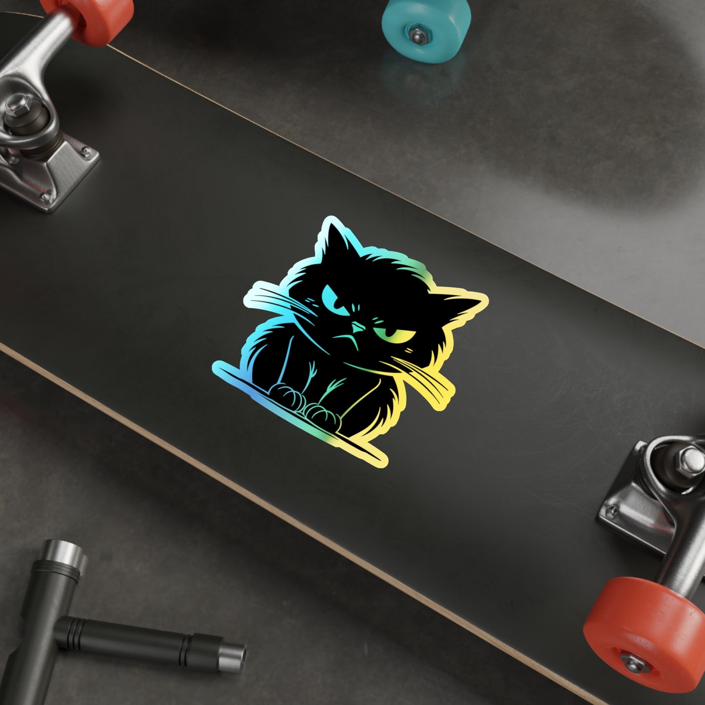Angry Cat Holographic Sticker