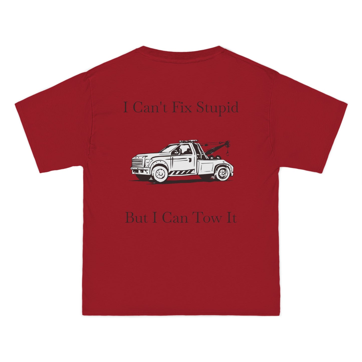 I Can't Fix Stupid Wheel Lift Tow Truck Men's Short-Sleeve Crewneck Tee