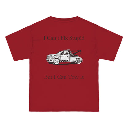 I Can't Fix Stupid Wheel Lift Tow Truck Men's Short-Sleeve Crewneck Tee