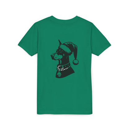 Santa Paws Doberman Youth Unisex Short Sleeve Crewneck Tee