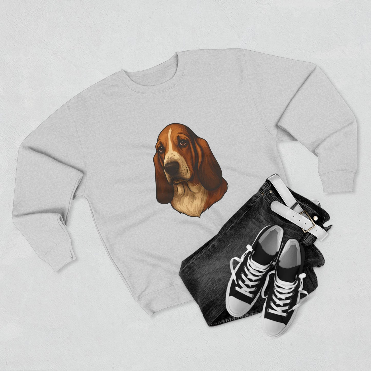 Basset Hound Head Unisex Crewneck Sweatshirt