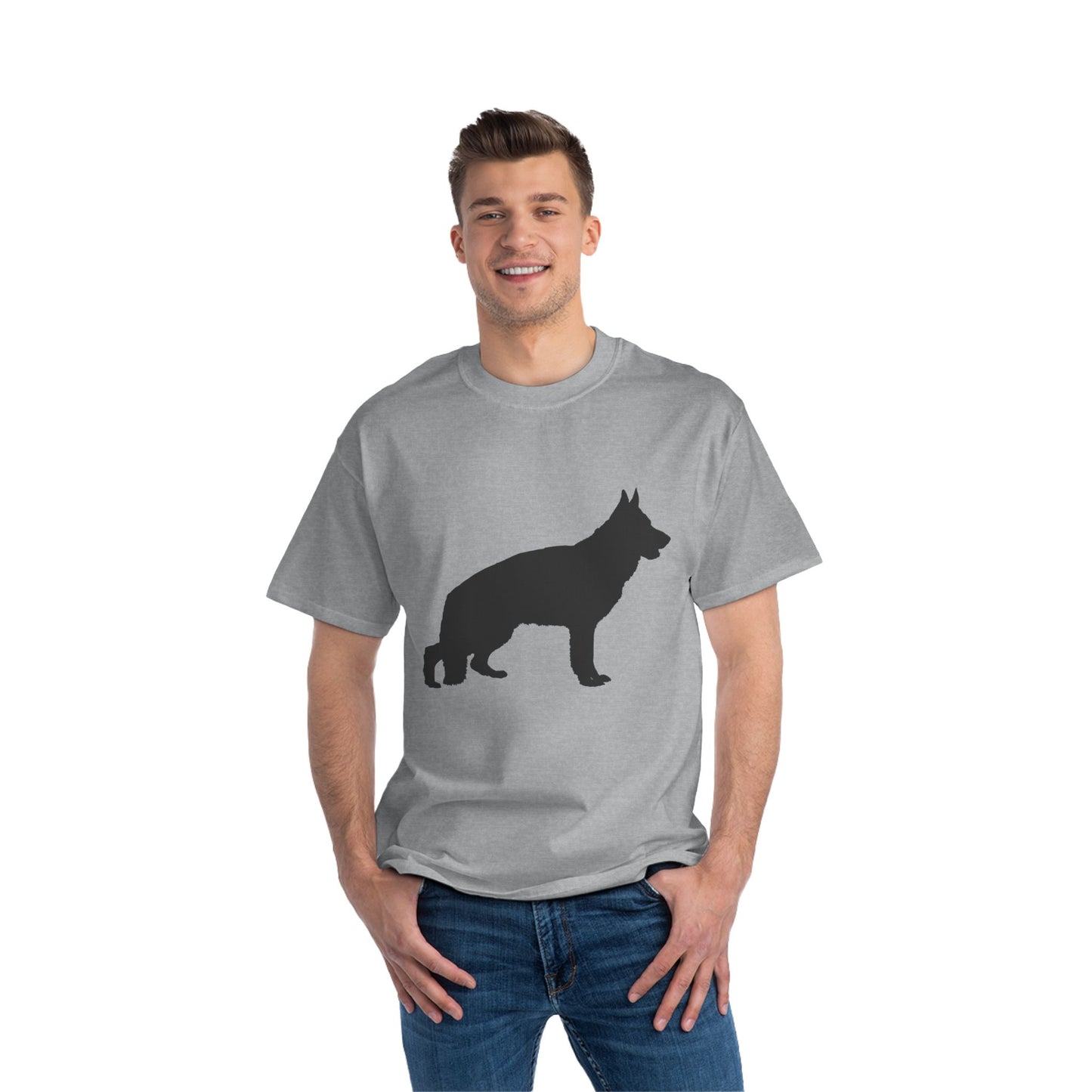 German Shepherd Silhouette Men's Short-Sleeve Crewneck Tee
