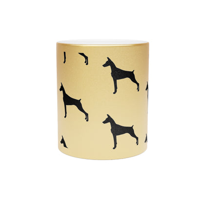Doberman Silhouette Metallic Coffee Mug