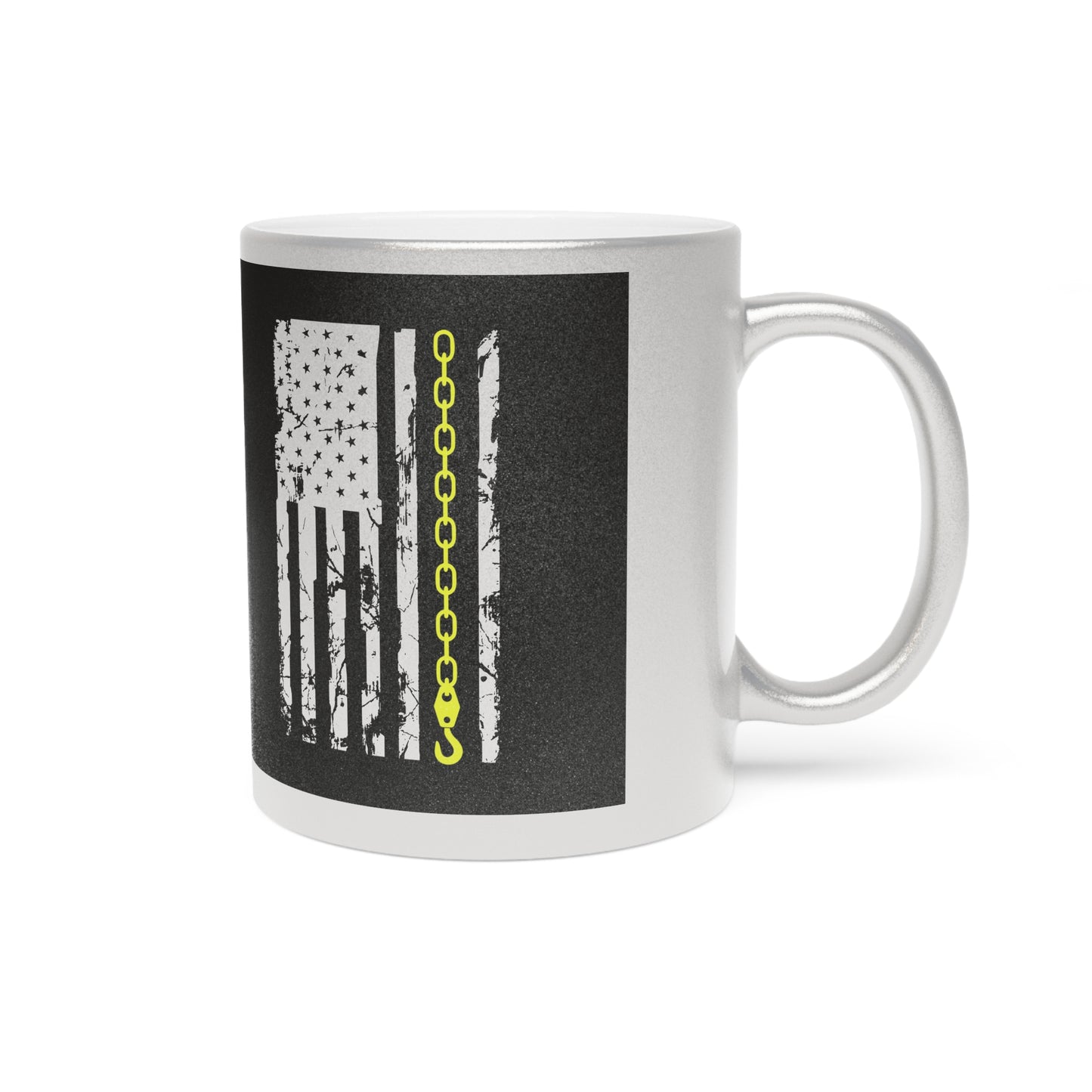 Thin Yellow Line Metallic Coffee Mug