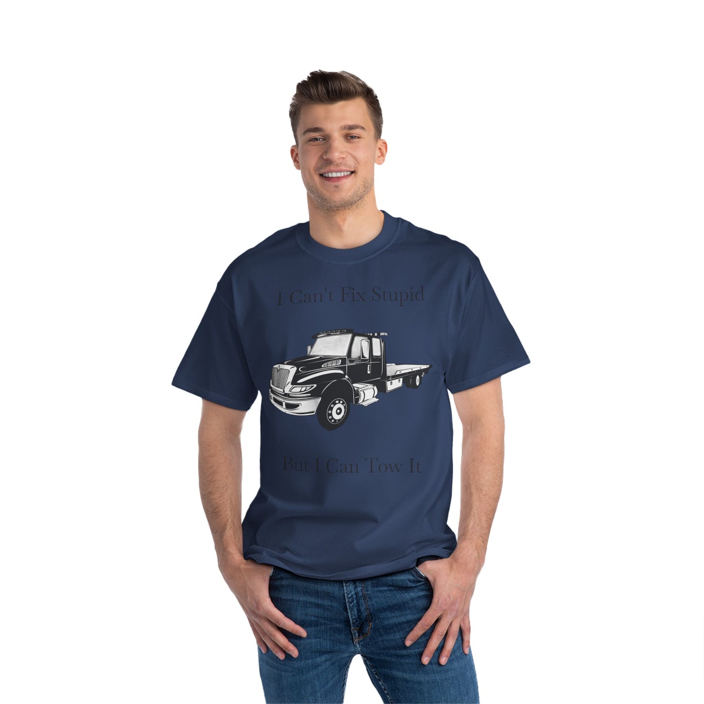 I Can't Fix Stupid Flatbed Men's Short-Sleeve Crewneck Tee