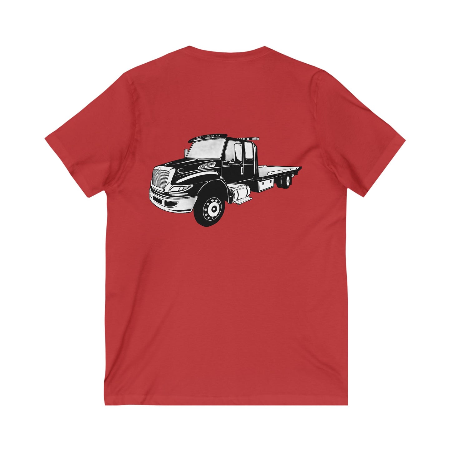 Flatbed Tow Truck Unisex Short Sleeve V-Neck Tee