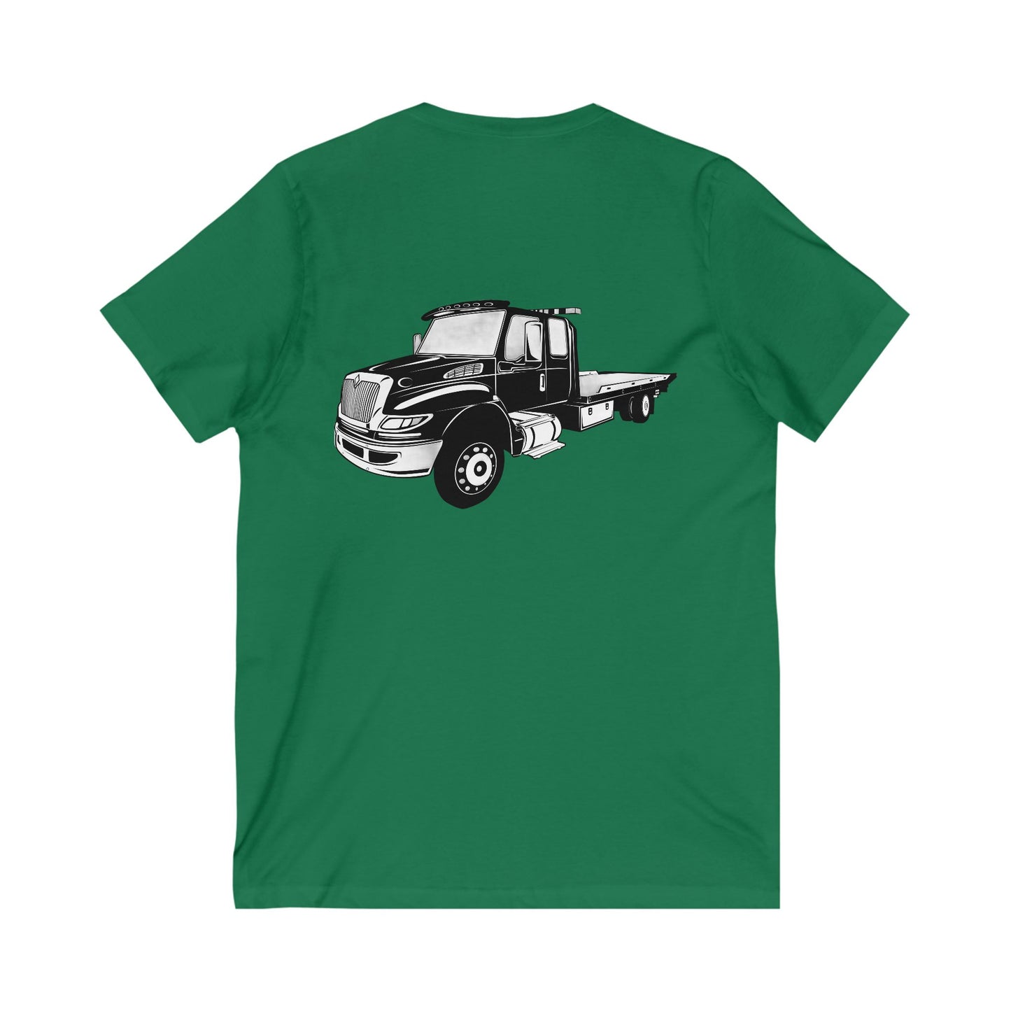 Flatbed Tow Truck Unisex Short Sleeve V-Neck Tee