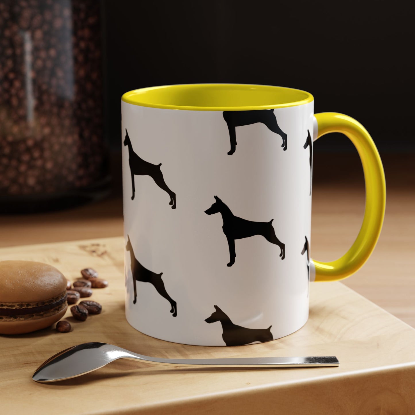 Doberman Silhouette 2-Tone Coffee Mug