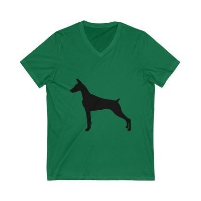 Doberman Silhouette Unisex Short Sleeve V-Neck Tee