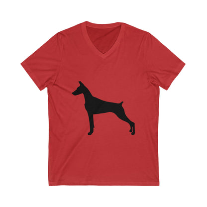 Doberman Silhouette Unisex Short Sleeve V-Neck Tee