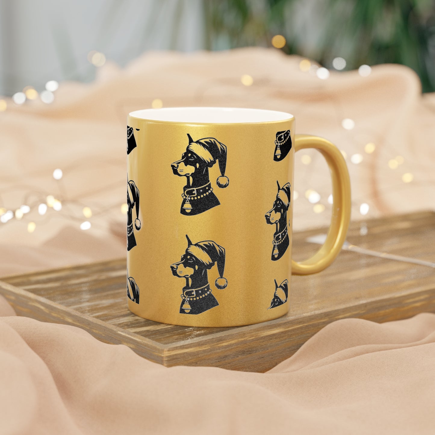 Santa Paws Doberman Metallic Coffee Mug