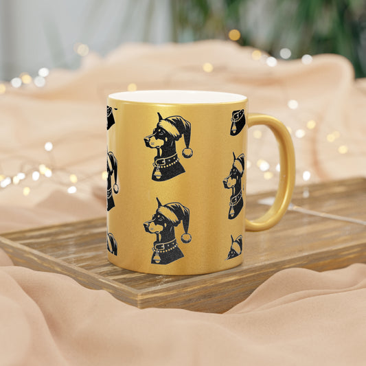 Santa Paws Doberman Metallic Coffee Mug