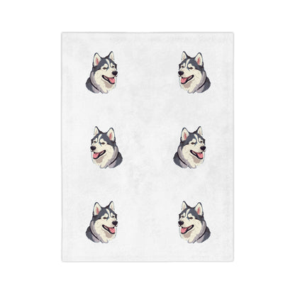 Malamute Head Velveteen Microfiber Blanket