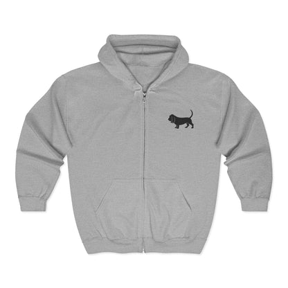 Basset Hound Silhouette Unisex Full Zip Hoodie