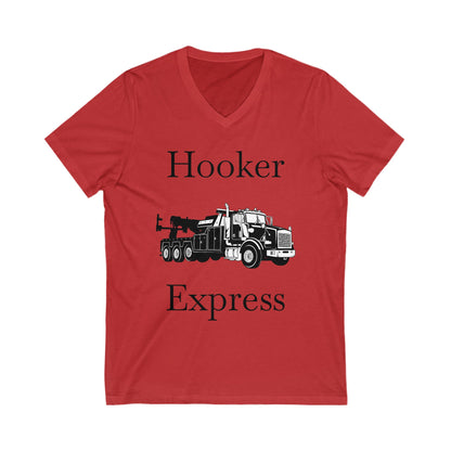 H**ker Express Heavy Tow Truck Unisex Short Sleeve V-Neck Tee