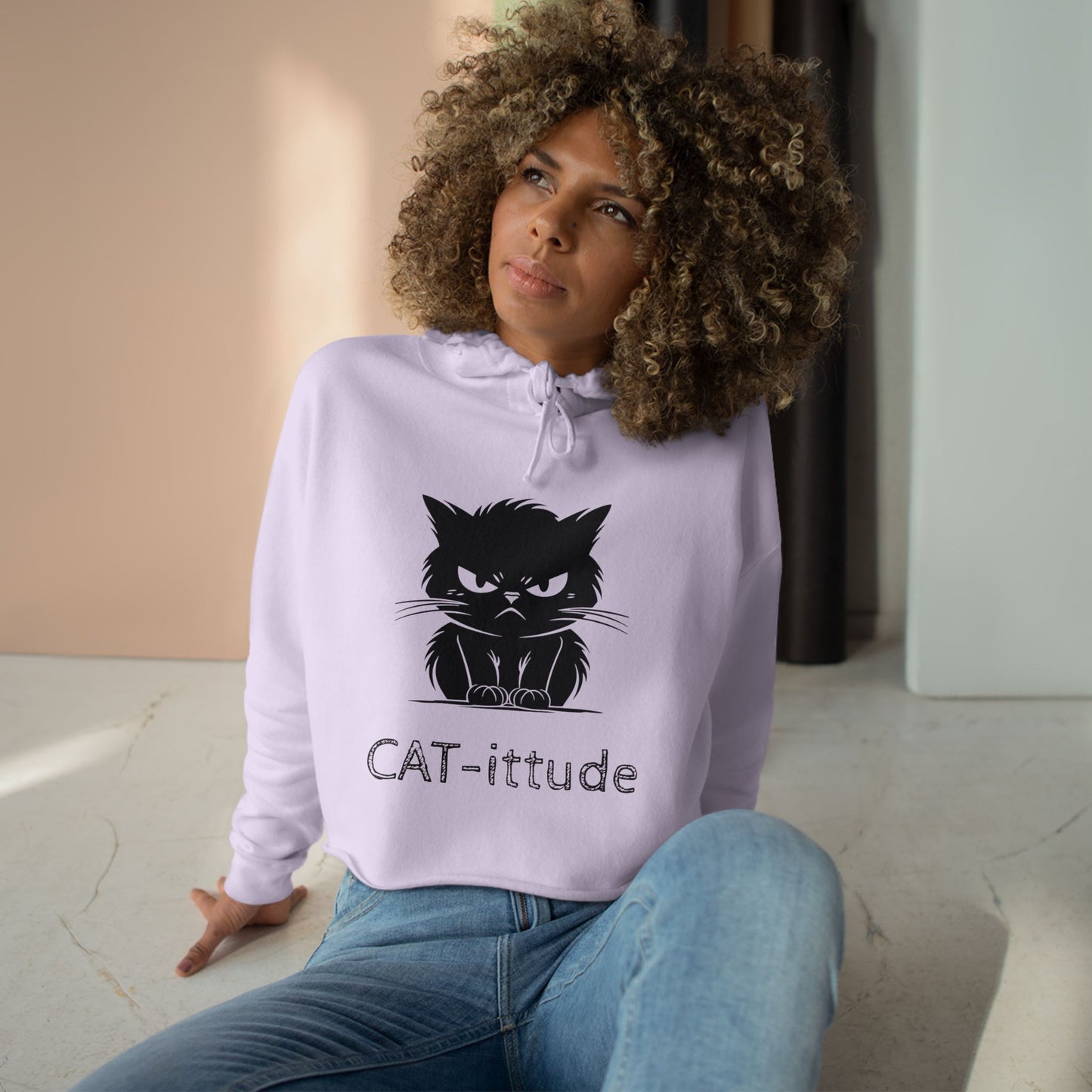 CAT-ittude Women's Crop Hoodie