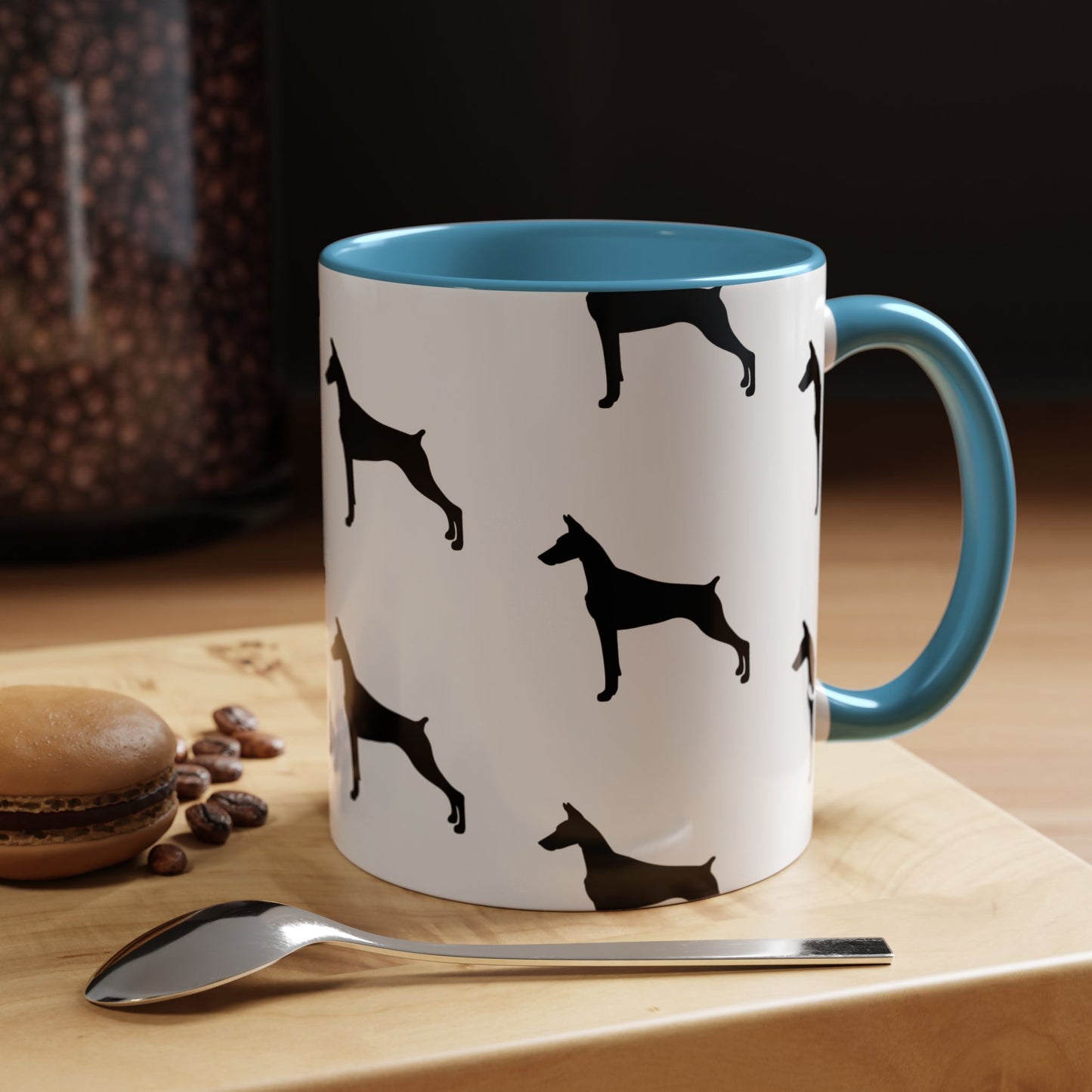 Doberman Silhouette 2-Tone Coffee Mug