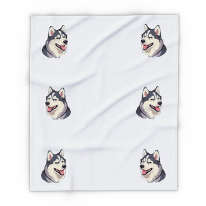 Malamute Head Arctic Fleece Blanket
