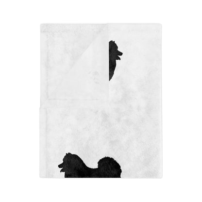 Samoyed Silhouette Velveteen Microfiber Blanket