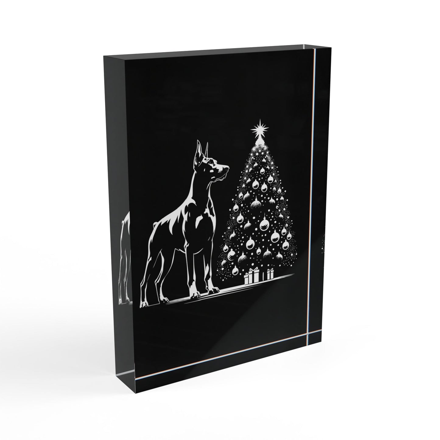 Doberman Christmas Tree Acrylic Photo Block
