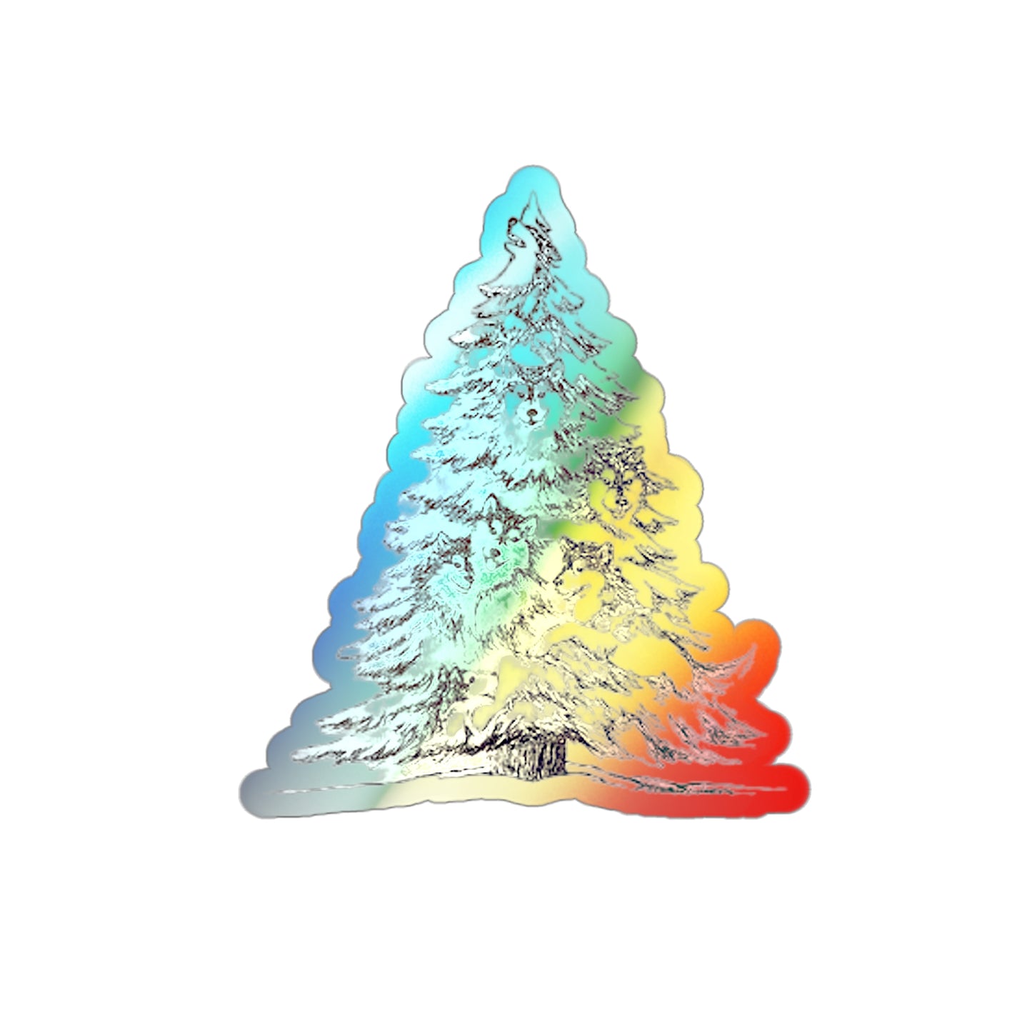 Happy Howl-idays Holographic Sticker